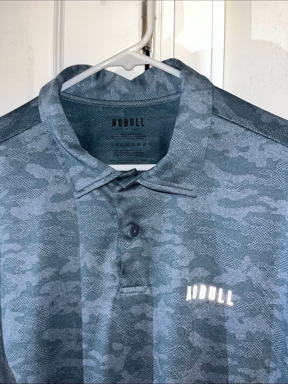 New No Bull Golf Gray Blue Subtle Camo Camouflage Polo Shirt XXL Slim Poly Blend
